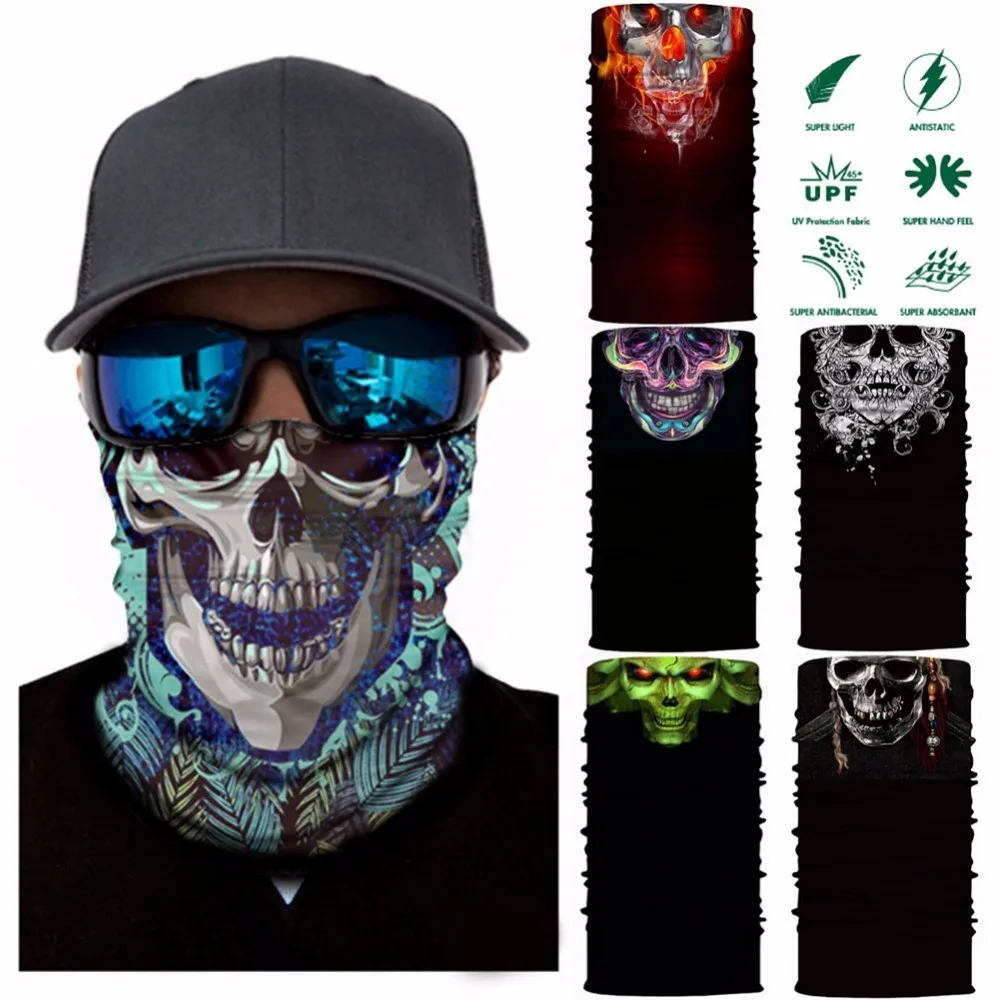 3D бесшовная Балаклава волшебный шарф для шеи маска для лица Призрак Череп Скелет голова бандана щит головной убор Бандана для мужчин велосипед