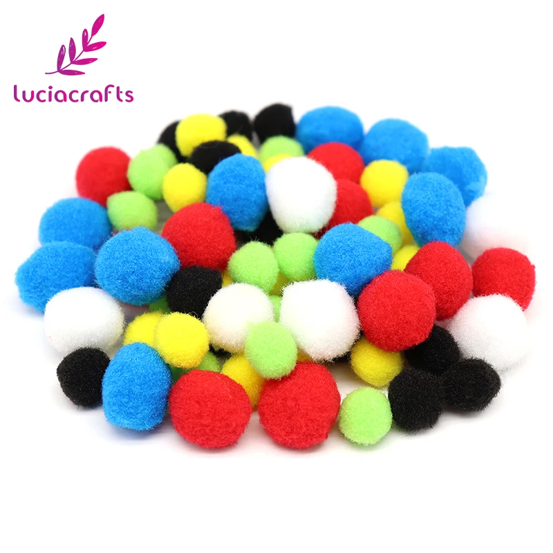 

SALE! Lucia crafts 72pcs/lot 12mm-20mm mix colors pompom fur Craft DIY Accessories K1009