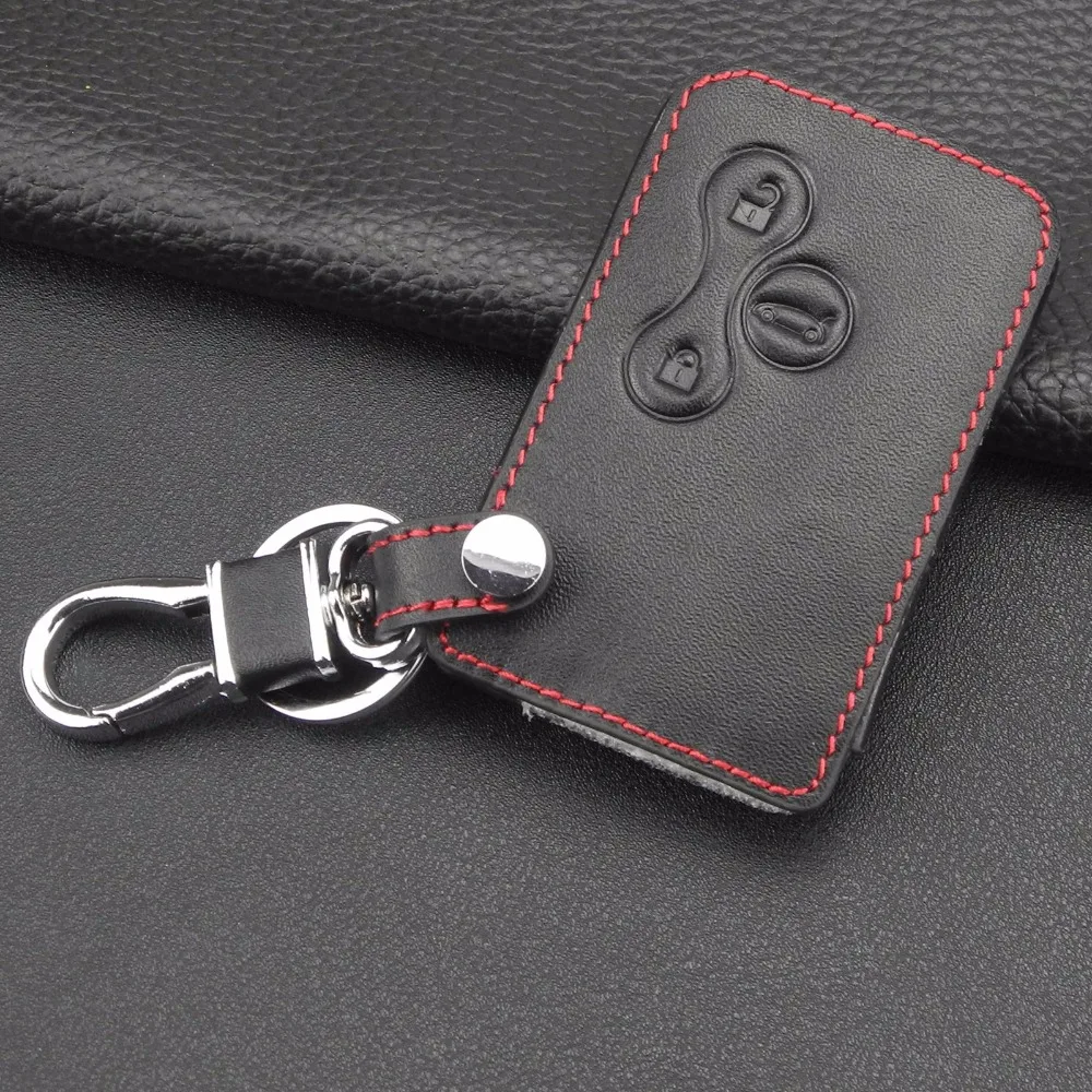 Jingyuqin 3 кнопки Кожаный Автомобильный ключ защитный кожух для Renault Megane R.S. Сценический чехол для ключей с 3 кнопками