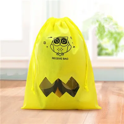 Модная Портативная сумка для хранения обуви с рисунком из мультфильма, Нетканая сумка на шнурке, карман для путешествий, сумка для хранения одежды, сумка для обуви - Цвет: large Yellow