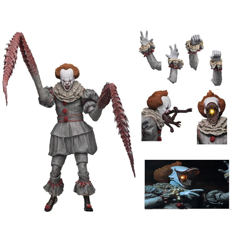 

18cm With LED Original NECA 4 Heads Stephen King's It Ultimate Pennywise PVC Action Figure Collectible Toy Halloween Gift