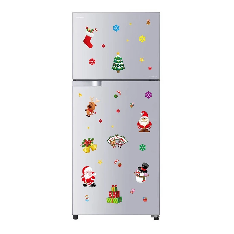 

New Shop Window Refrigerator Snowman Santa Claus SnowFlake Gifts Christmas Tree Wall Sticker Decorations For Home Stickers