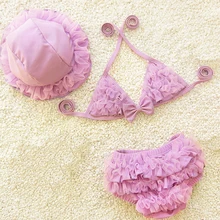 Dollplus/купальники для девочек, детские купальники для девочек, 3 предмета, бикини Infantil, летний кружевной купальник, пляжная одежда, купальный костюм