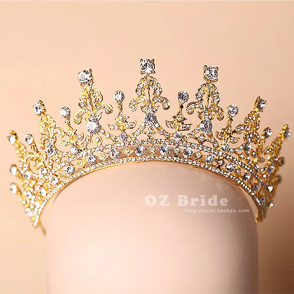 Новая роскошная тиара свадебный головной убор Золотая Корона novia Свадебные украшения для волос