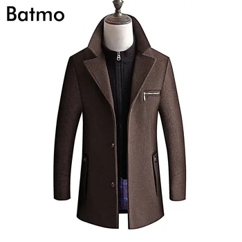 

BATMO 2019 new arrival winter high quality wool thicked trench coat men,men's wool jackets ,plus-size M-4XL,8863