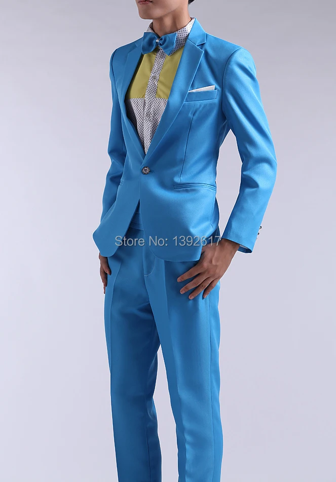 Free ship mens green/blue/yellow tuxedo suit jacket with pants not include shirt | Мужская одежда