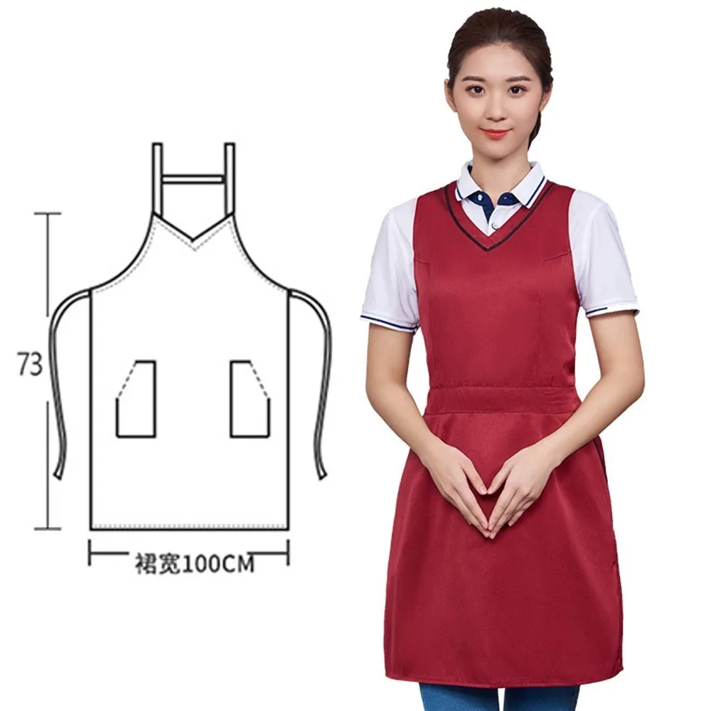 V Neck Aprons Women Work Wear Chef Cook Kitchen Dress Shape Restaurant Cafe Waiter Barber Fast Food Shop Waitress Clothes