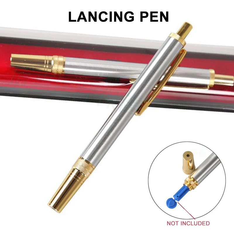1pcs Stainless Steel Lancet Point Pen Cupping Bloodletting Pen Acupuncture Massage Needle Holder For Blood Glucose Meter Test