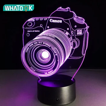 

Novelty 3D Lamp LED Night Light 7 Colors Touch Illusion Camera Nightlight Table Lamp Bedroom Bedside Decoration Kids Xmas Gifts