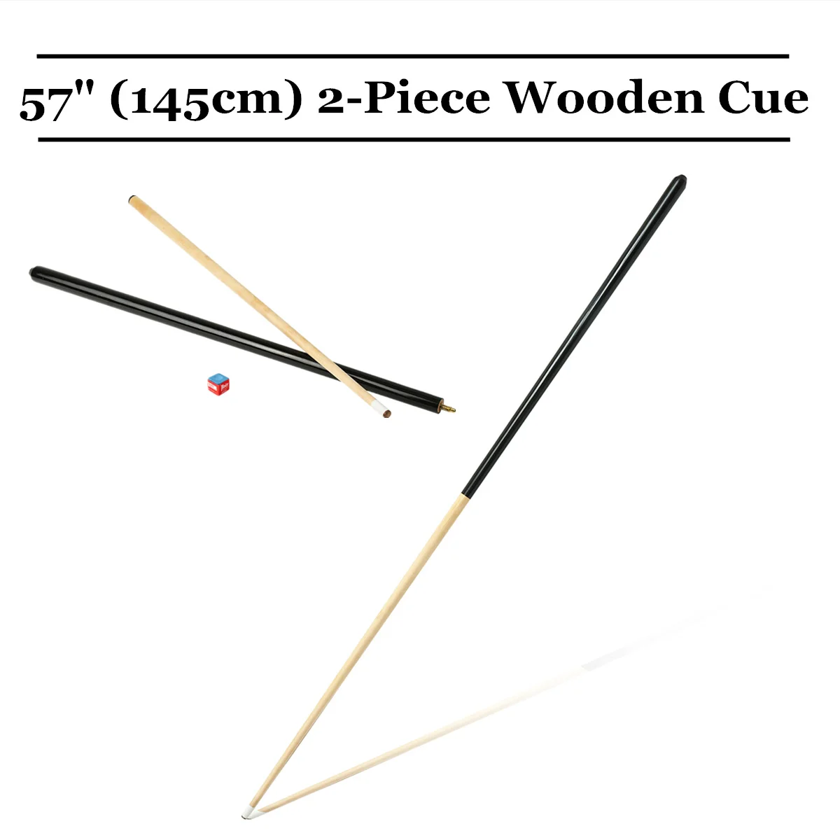 

145cm/57" 2-Piece 1/2 Design Wood Jointed Billiard Cue Stick Snooker Billiards Pool With Chalk Entertainment Snooker Cues