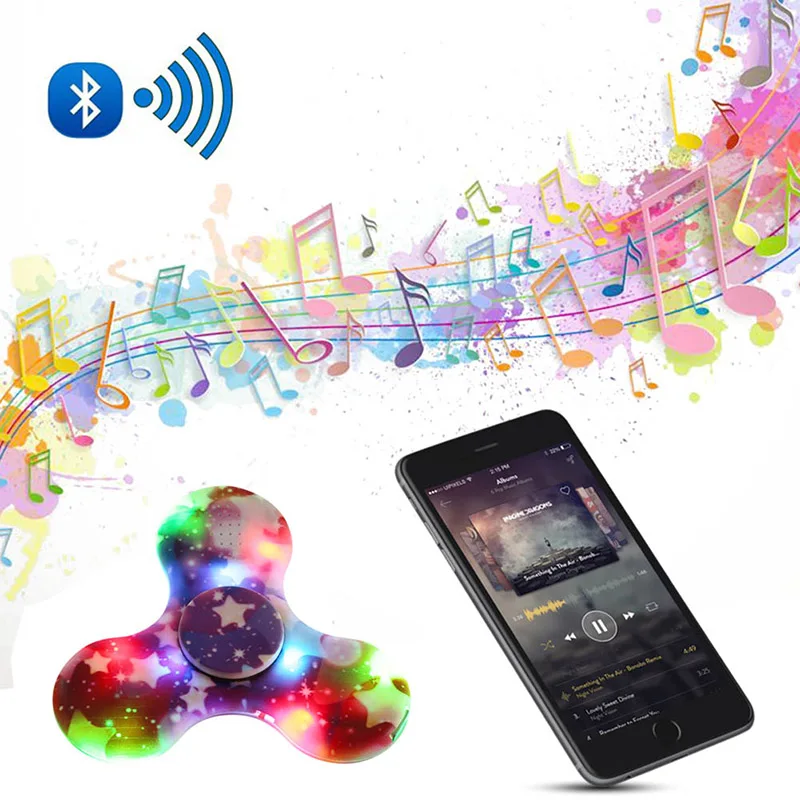 LED Tri Fidget Spinner Spinner Música Bluetooth Speaker Mão Girando Brinquedo Top Brinquedos de Descompressão Dedo Spinner Aliviar o stress