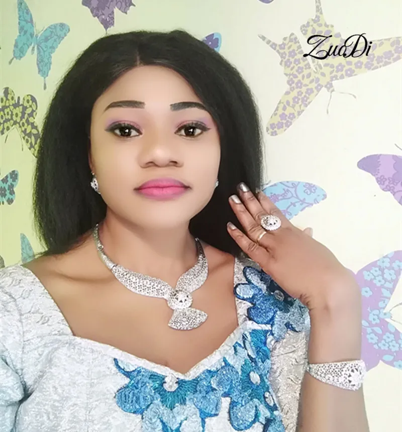 

ZuoDi nigerian woman bridal jewelry set wholesale Dubai Sliver plated Bridal jewelry sets Brand african beads jewelry set