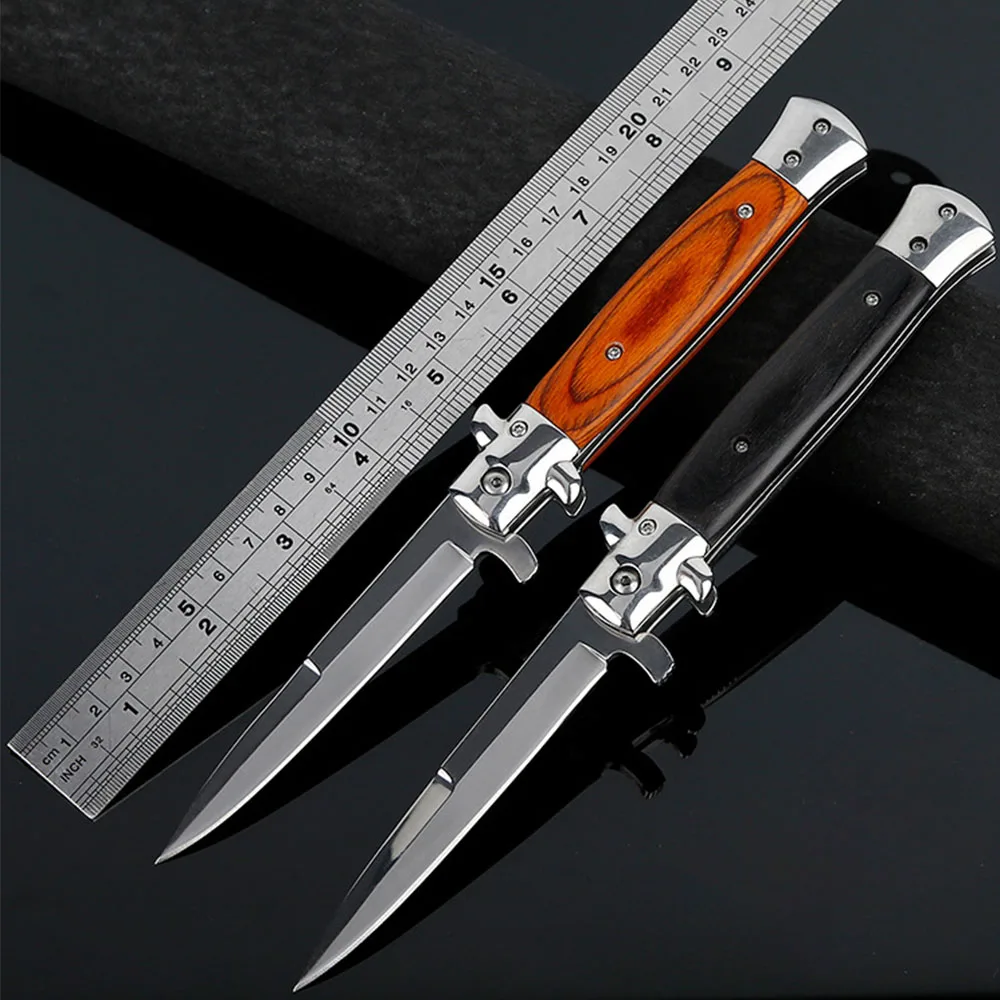 PDR Tools Folding knives Stainless Steel Wood handle Camping Knife Multi-function for Outdoor