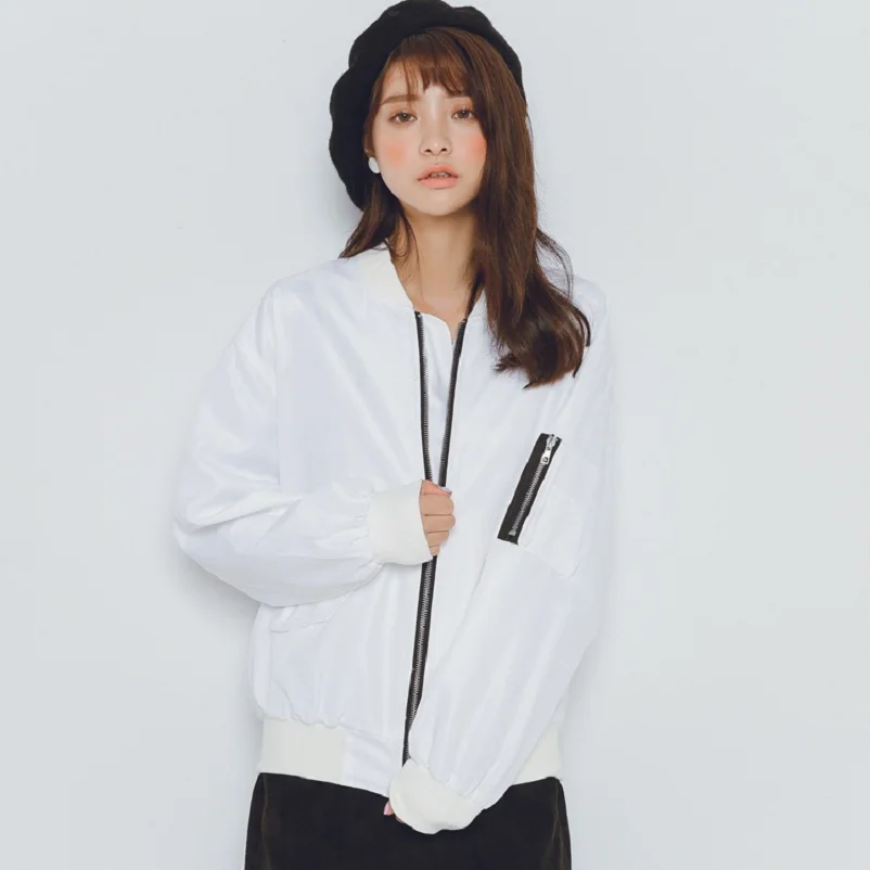 2017 Women's Harajuku Spring Pilot Vintage Solid Color Windbreaker