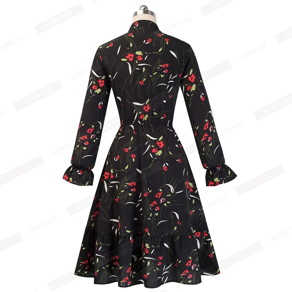 Spring Autumn Long Sleeve Swing Skater Women Dress Vintage Polka Dot Prom Office Party Dress EA130