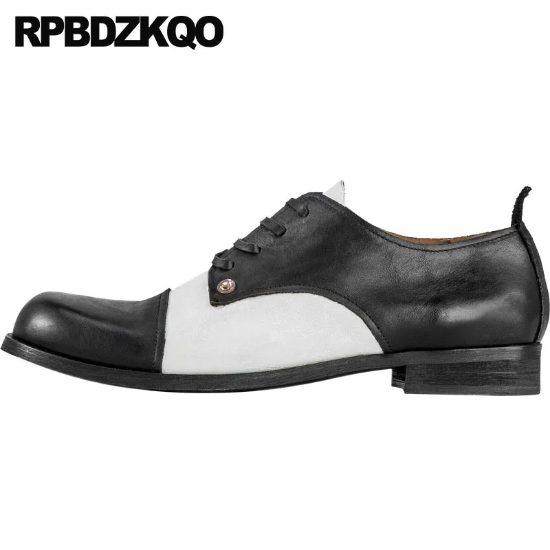 

vintage women oxfords shoes lace up japanese custom designer 2018 china genuine leather british style black and white round toe