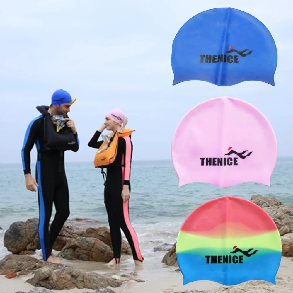 Practical Unsex Adult Swimming Cap Shower Cap Silicone Waterproof