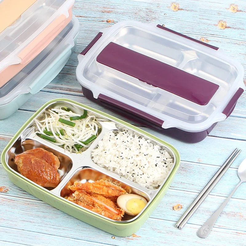 ONEUP 304 Stainless Steel Japanese Lunch Box With Compartments Leak-Proof Bento Box For Kids School Picnic Food Container