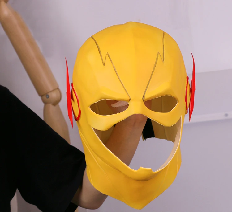 

TV Series The Flash Reverse-Flash Cosplay Face Masks Helmet Yellow Full Head Adult Props Latex Party Halloween Christmas Gift