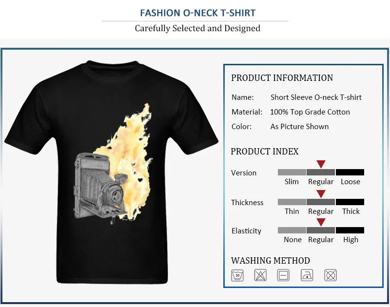 Retro Camera All Cotton Top T-shirts for Boys Short Sleeve Cool Tops Shirt New Coming Labor Day Round Neck Sweatshirts Casual Retro Camera