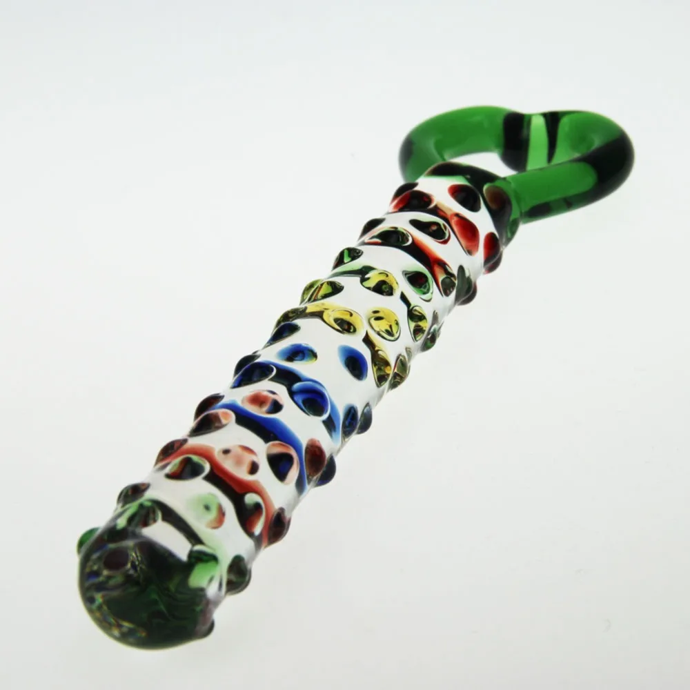 h01502 HeartNubby Textured Sensual Glass DildoAnal plug (6)
