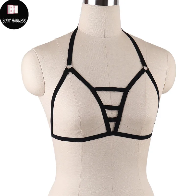 Women Sexy Crop Top Bondage Harness Fetish Elastic Cage Bra Rave Wear Body Harnesses Lingerie Sexy Pastel Goth Suspender Bralett