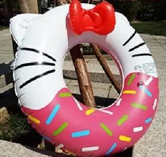 Плавательный бассейн надувной круг детский надувной плот летние игрушки Вода детский спасательный круг сладкое десертное пончик Подарочный насос - Цвет: 60