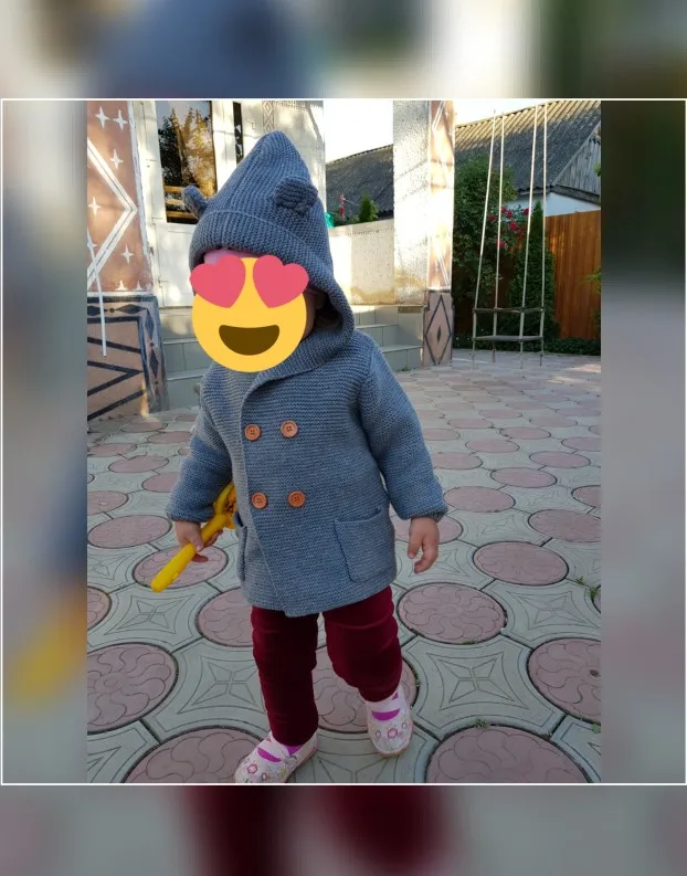 Детские теплые свитера для мальчиков и девочек, кардиган для новорожденных мальчиков, зимние куртки с капюшоном с рисунком медведя, Детская Повседневная вязаная одежда с длинными рукавами - изображение