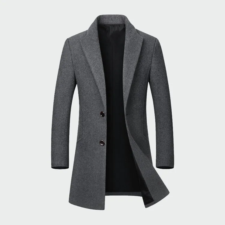 Зимняя мужская куртка, шерстяное утолщенное пальто, повседневное приталенное пальто с отложным воротником, модный мужской Тренч, Мужская брендовая одежда s, M~ 3XL ML201 - Цвет: Grey