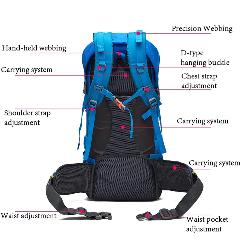 Free Knight 50L Sport Bags Hiking Backpack Waterproof Nylon Women Men Big Capacity Outdoor Mountaineering Travel Backpacks Bag