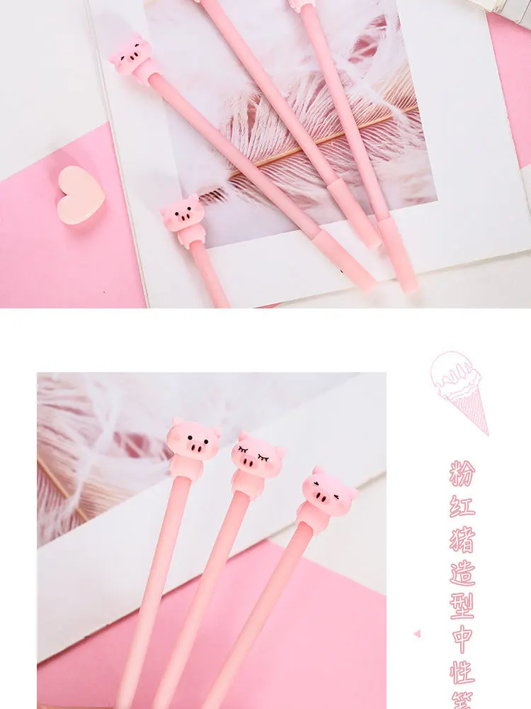 Porco dos Desenhos 40 Pçs e lote Criativo Boneca Animados Silicone Gel Caneta Unisex Assinatura Canetas Roller Pen Presente da Promoção Escola Escritório Prêmio 17 40 pçslote criativo dos desenhos animados porco