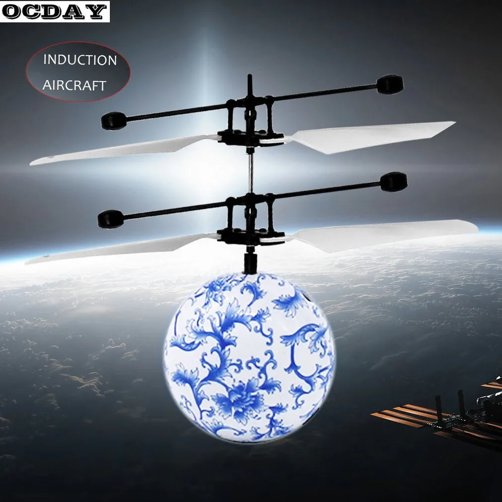 

LED Remote Control Ball Flying RC Drone Helicopter Infrared Induction Mini Aircraft With Porcelain Ball Lighting Toy For Kids