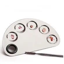 Fashion Stainless Steel Cosmetic Makeup Nail Art Gel Palette Spatula Five-hole Shape Foundation Mixing Tools