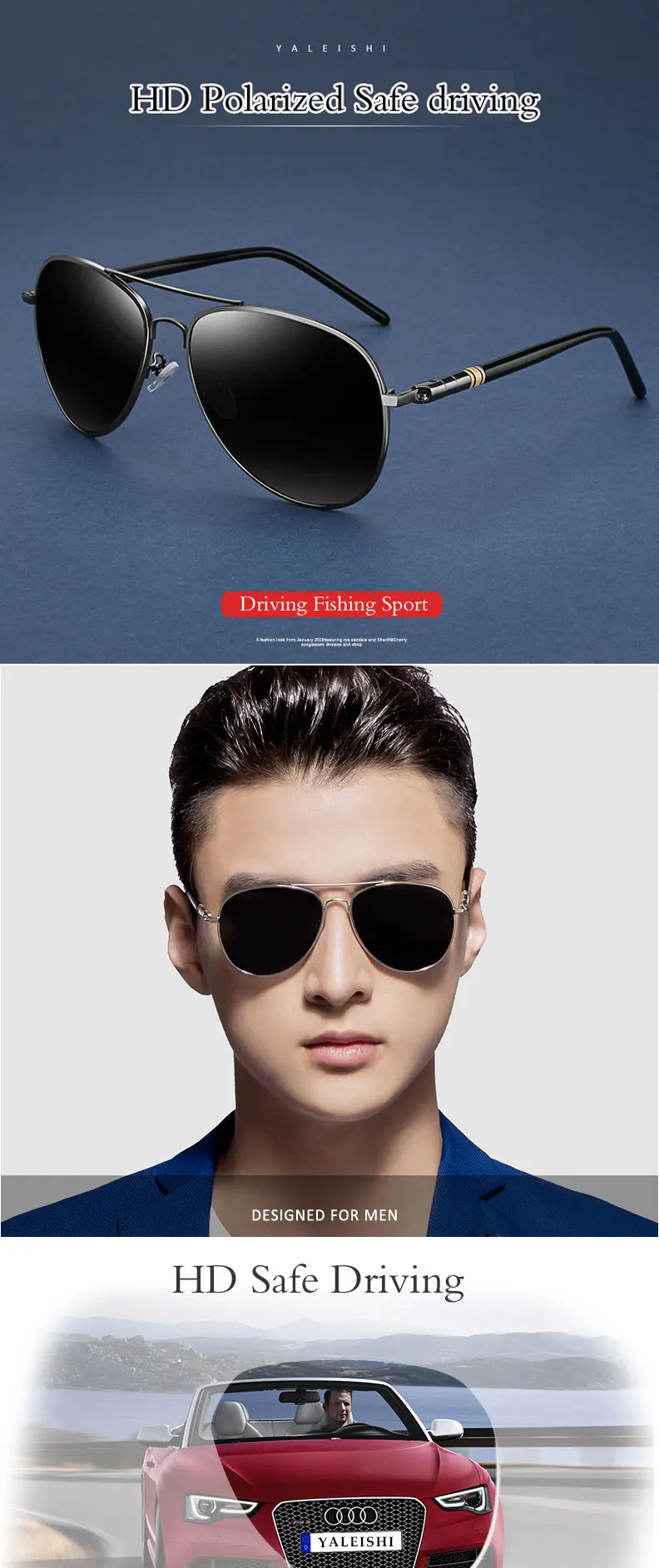 Антибликовые авиационные, поляризованные солнцезащитные очки мужские спортивные солнцезащитные очки для вождения очки мужские аксессуары оттенки