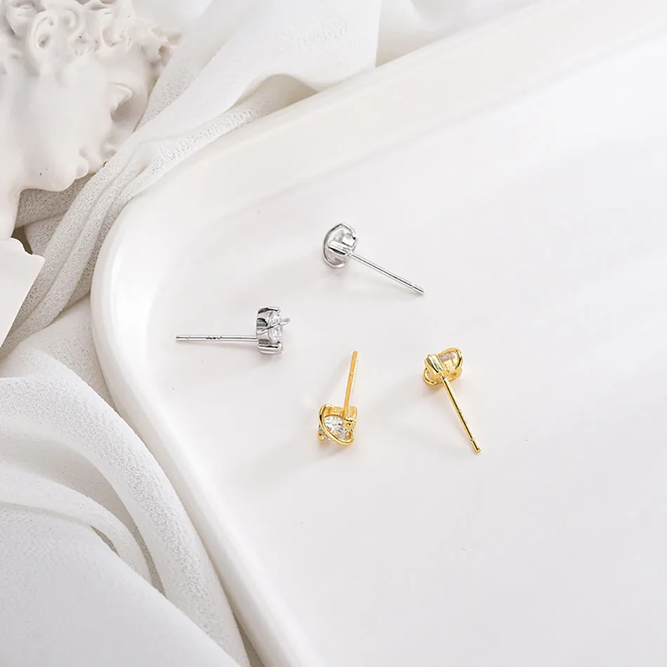 5Virgooer 925 Sterling Silver Earrings 2017 New Women Fashion Simple Gold Silver Stud Earring Hollow Circle Piercing Korean Earrings