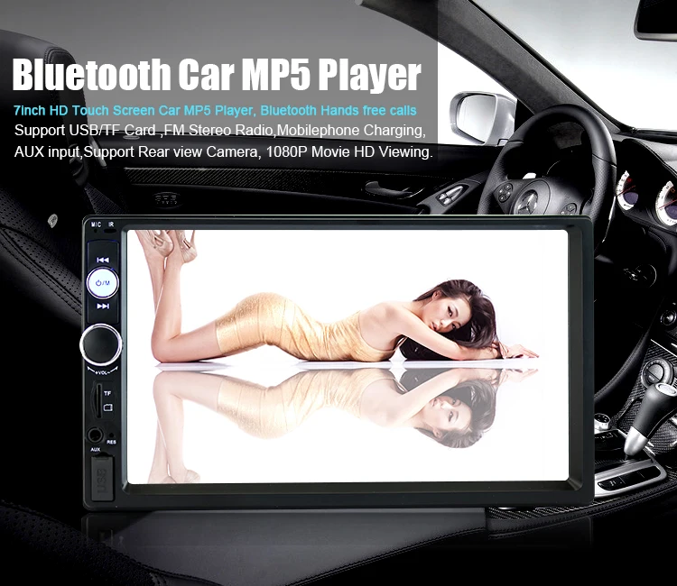 

Rectangle 7010B MP5 Car Player 2Din 7inch Touch Screen Audio Stereo Multimedia FM/MP5/USB/AUX/Bluetooth Camera Car Video