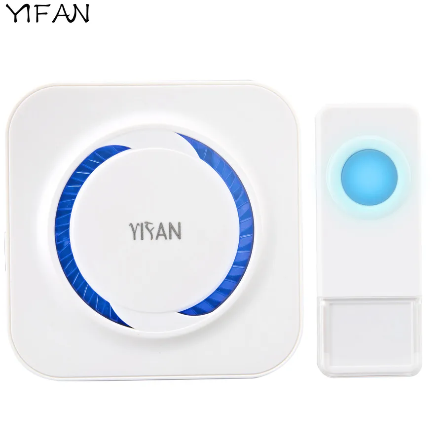 YIFAN New Waterproof Wireless Doorbell EU Plug 300M Remote smart home Door Bell Chime ring 1  button  1 receiver no battery Deaf Gorgeous lighting