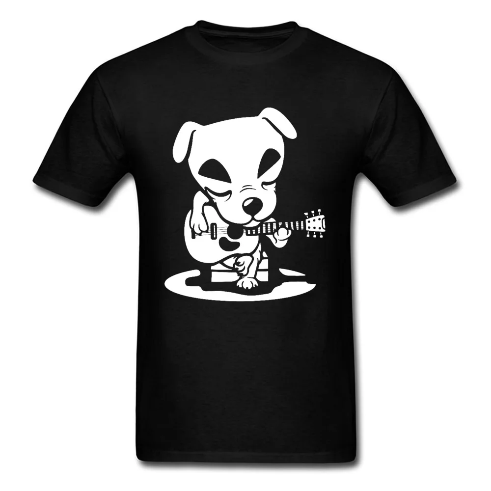 Comics Dog-Guitar-show Custom Short Sleeve Thanksgiving Day Tops Shirt Brand Crew Neck All Cotton Tops Shirt Men's Top T-shirts Dog-Guitar-show black
