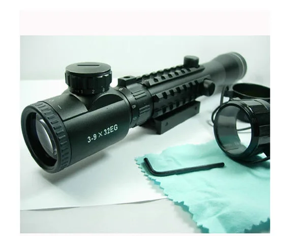 caza Super 3 9X32 Tri Rail Red Green font b Rangefinder b font Rifle Scope Militery