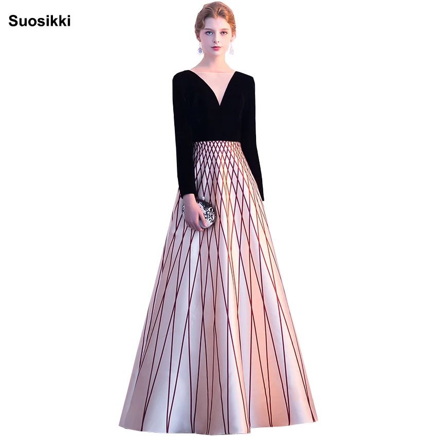 

2019 Suosikki new full sleeve Illusion Backless Elegant Evening Dress Floor Length Party Gown Evening Gowns