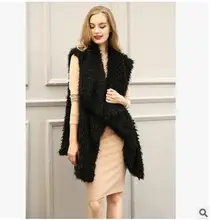 New Womens Leather Grass Vests Solid Color Long Section Turn Down Collar Casual Fur Waistcoats Faux Fur Vest Coats S/Xl J1652-11