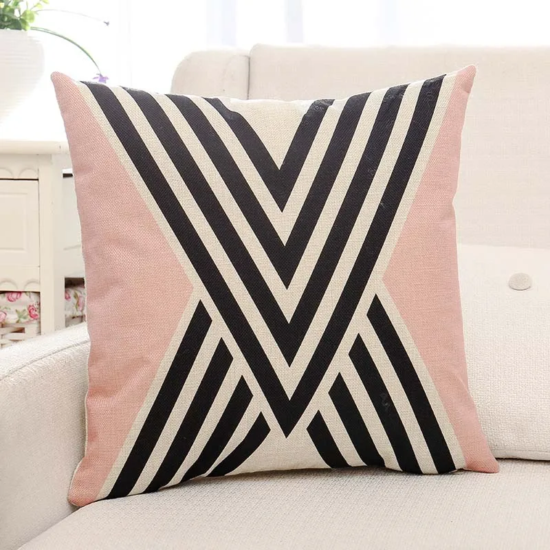 Полиэстеровая наволочка с геометрическим рисунком 45*45 см, розовый чехол для подушки, декоративная модная наволочка ручной работы для дивана и автомобиля - Цвет: L560-18