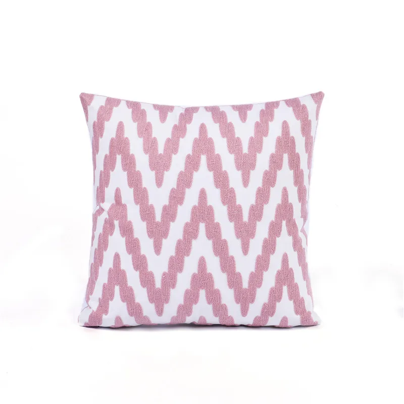 Розовая наволочка для подушки с вышивкой, Роскошный чехол для подушки 45*45, элегантные подушки для дивана, цветочные геометрические хлопковые наволочки 10024 - Цвет: 008