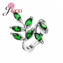 925 пробы Серебряные Элегантные кольца для женщин с зелеными листьями обручальное кольцо Высокое качество аксессуары ювелирные изделия