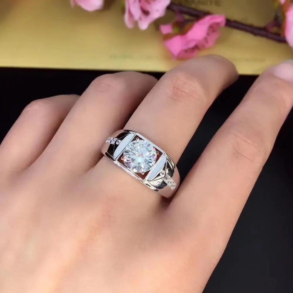 Круглое серебряное Moissanite кольцо 2ct 8 00 мм D VVS Роскошные Weding кольца для
