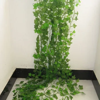 

12pcs Artificial Lvy Green Leaf Garland Plant Vine Simulation Rattan String plastic rattan leaf fake creeper sunscreen