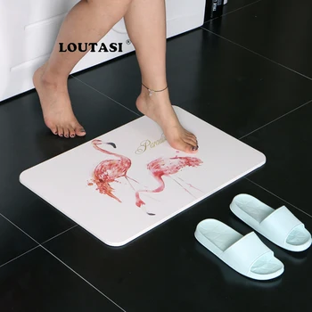

LOUTASI Diatomite Flamingo Printed Mat Door Mats Foot Pad Bathroom Kitchen Toilet Absorbent Non-slip Mat Carpet Tapete Doormat