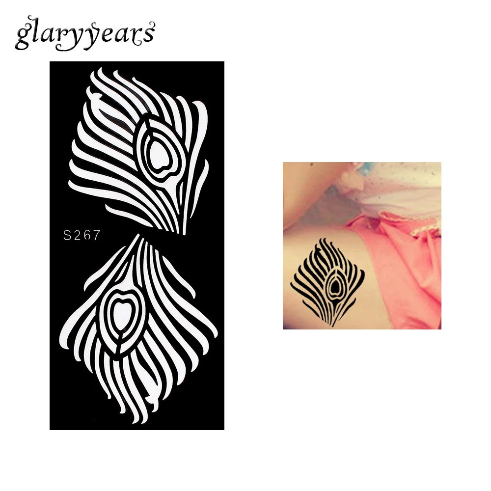 1 Piece Hollow Henna Tattoo Stencil Line Heart Paste Drawing Women Leg Body Art Makeup Painting Airbrush 9.5 * 18.5cm - Цена: 58,01 руб.