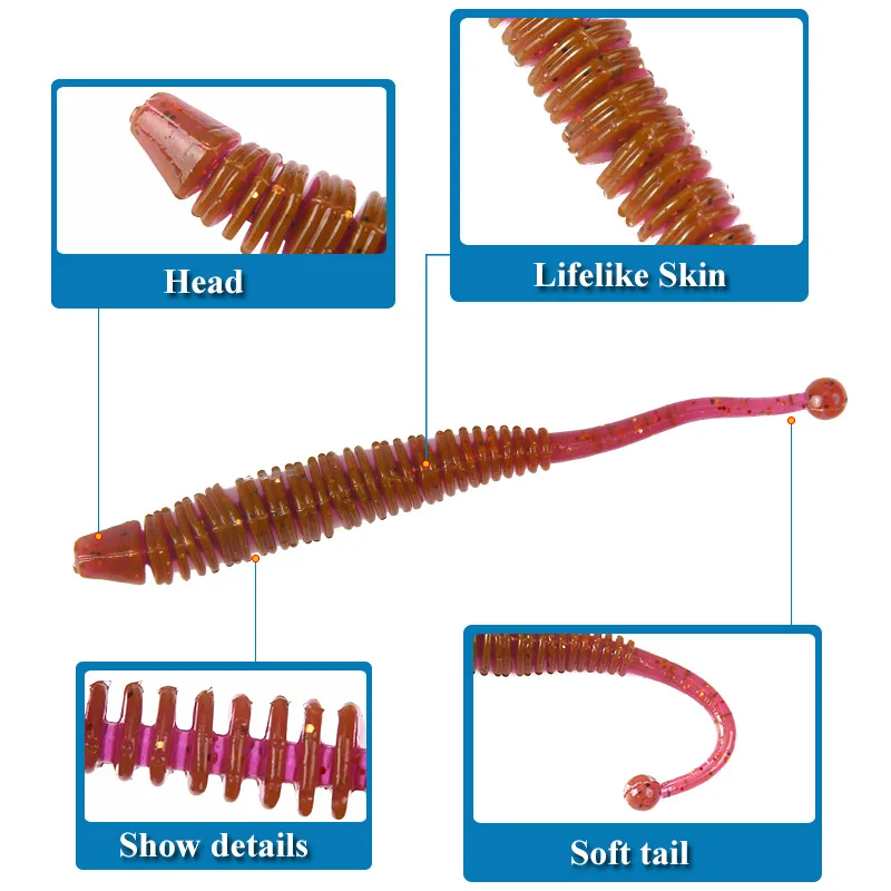 Soft Lure New Soft Worm Fishing Lure1.2g/8cm 20/PCS Artificial Bionic Wobblers Worm Fishing Bait Fishing Tackle jooyoo