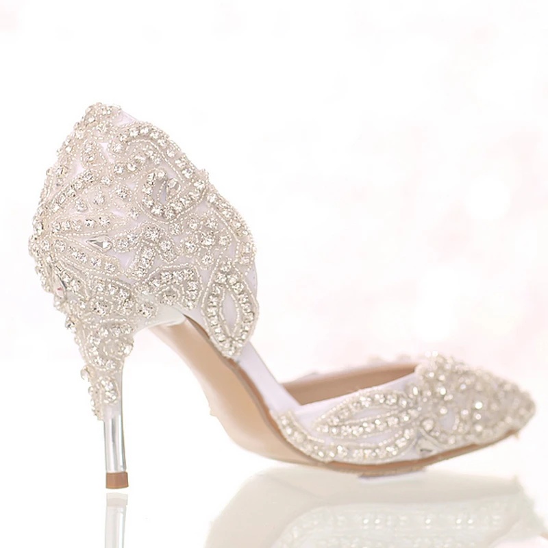 Heels Hauts Pointu Robe Blanc Cristal De Talons Magnifique Performance White Mince 9cm Chaussures À Mariée Talon Rhienstone Mariage Bout Pompes Parti SwXfwq0Rn